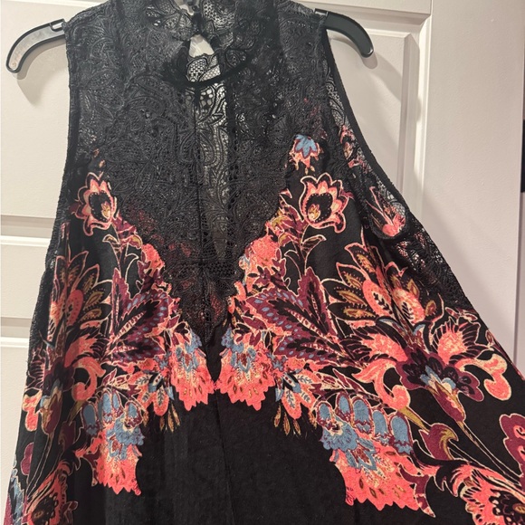Free People Marsha Black and Pink Floral slip  Dress Medium - Picture 4 of 13